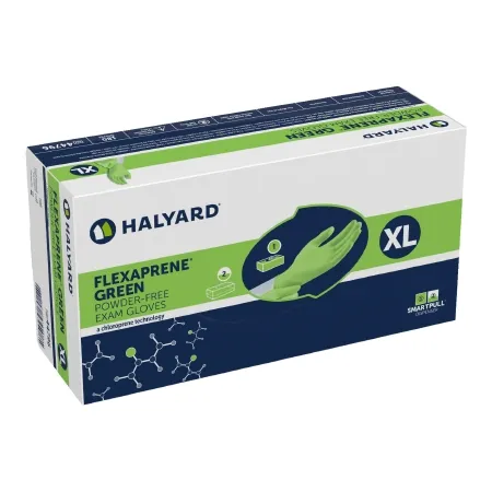 O&M Halyard - FLEXAPRENE GREEN - 44796 - Exam Glove Flexaprene* Green X-large Nonsterile Chloroprene Standard Cuff Length Textured Fingertips Green Not Rated