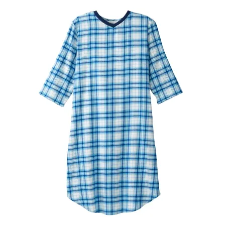 Silverts Adaptive - SV50120_TQUP_3XL - Patient Exam Gown Silverts 3x-large Turquoise Plaid Reusable