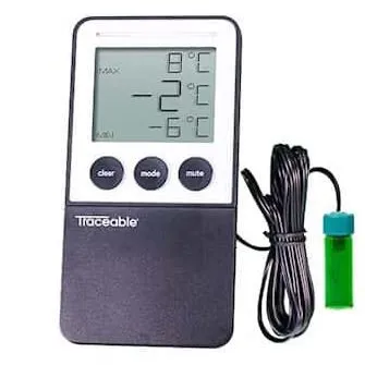 Cole-Parmer Inst. - Traceable - 56000-07 - Digital Refrigerator / Freezer Thermometer With Alarm Traceable Fahrenheit / Celsius -58° To +158°f (-50° To +70°c) Bottle Probe Multiple Mounting Options Battery Operated