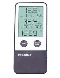 Cole-Parmer Inst. - Traceable - 56000-10 - Digital Thermometer / Hygrometer Traceable Fahrenheit / Celsius 32° To 122°f (0° To 50.0°c) Internal Sensor Multiple Mounting Options Battery Operated
