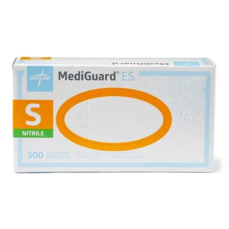 Medline - MediGuard ES - MG3001 - Exam Glove Mediguard Es Small Nonsterile Nitrile Standard Cuff Length Textured Fingertips Blue Not Rated