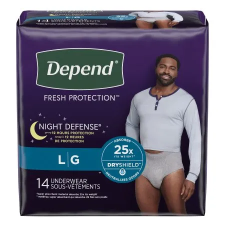 Kimberly Clark - 55157 - Depend Night Defense, Overnight Underwear, Grey, Male, Large Replaces 6951125