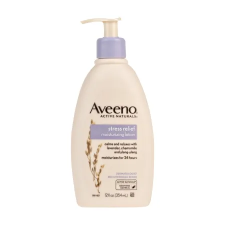 J & J Sales - Aveeno Stress Relief - 38137003916 - Hand And Body Moisturizer Aveeno Stress Relief 12 Oz. Pump Bottle Lavender Scent Lotion