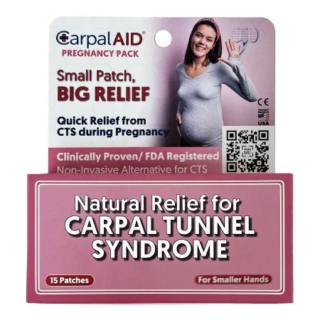 Carpal AID - SMP15PK - Hand-based Carpal Tunnel Support Carpal Aid Patch Pregnancy Plastic Left Or Right Hand Clear Small