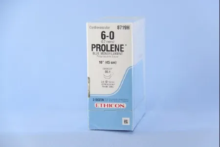 J & J Healthcare Systems - Prolene - 8719H - Nonabsorbable Suture With Needle Prolene Polypropylene Cc-1 3/8 Circle Taper Cutting Needle Size 6 - 0 Monofilament