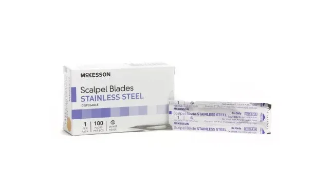 McKesson - 16-63611 - Brand Surgical Blade Brand Stainless Steel No. 11 Sterile Disposable Individually Wrapped