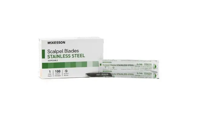 McKesson - 1640 - Brand Surgical Blade Brand Stainless Steel No. 10 Sterile Disposable Individually Wrapped