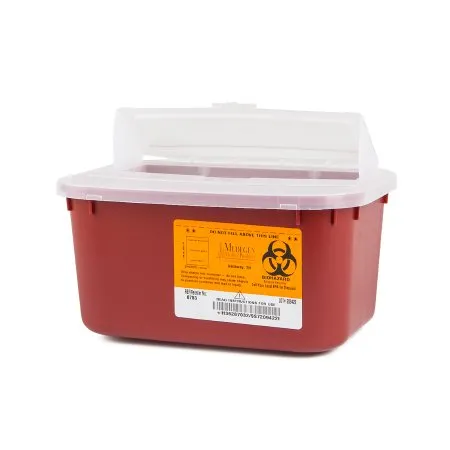 Medegen Medical - Sharps - 8703 -   Container  Red Base 5 H X 10 W X 7 D Inch Horizontal Entry 1 Gallon