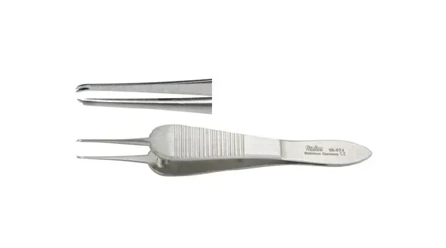 Integra Lifesciences - Miltex - 18-974 - Suture Forceps Miltex Sauer 3-1/2 Inch Length Or Grade German Stainless Steel Nonsterile Nonlocking Wide Thumb Handle Curved 0.6 Mm Wide Tips With 1 X 2 Teeth