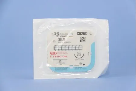 J & J Healthcare Systems - Perma-Hand - C026D - Nonabsorbable Suture With Needle Perma-hand Silk Ct-2 1/2 Circle Taper Point Needle Size 2 - 0 Braided