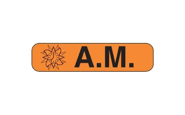Health Care Logistics - Barkley - 2122 - Pre-printed Label Barkley Auxiliary Label Orange Paper A.m Black Safety And Instructional 3/8 X 1-5/8 Inch