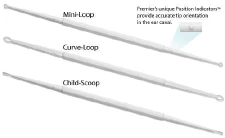 Premier Dental Products - Premier - 1038042 - Ear Curette premier 7-1/2 Inch Length Double-ended Handle Curved Loop Tip