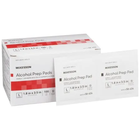 McKesson - 58-404 - Alcohol Prep Pad 70% Strength Isopropyl Alcohol Individual Packet Large Sterile