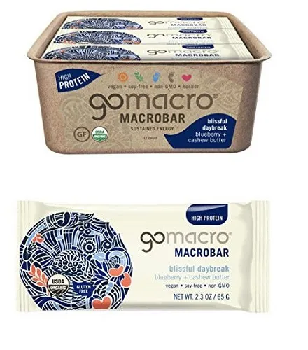 GoMacro - 233451 - Protein MacroBars Blueberry + Cashew Butter  12 bars per box