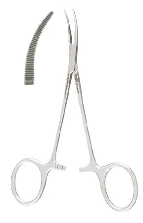 Integra Lifesciences - 17-2602 - Mosquito Forceps Jacobson-micro 5 Inch Length Surgical Grade Stainless Steel Nonsterile Ratchet Lock Finger Ring Handle Curved Extremely Delicate, Serrated Tips