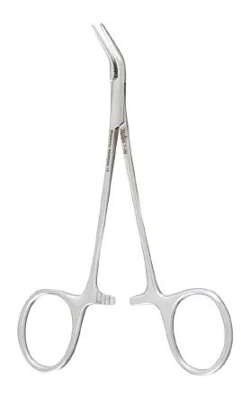 Integra Lifesciences - Miltex - 7-20 - Hemostatic Forceps Miltex Halsted-mosquito 5 Inch Length Or Grade German Stainless Steel Nonsterile Ratchet Lock Finger Ring Handle Angled 45° Serrated Tip