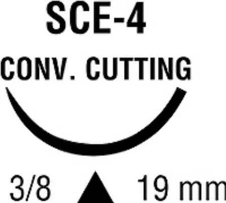 Covidien - Monosof~dermalon - 88861742-31 - Nonabsorbable Suture With Needle Monosof~dermalon Nylon Sce-4 3/8 Circle Conventional Cutting Needle Size 4 - 0 Monofilament