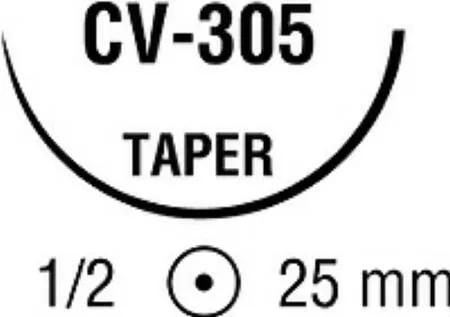 Covidien - Ti-Cron - 88863256-41 - Nonabsorbable Suture With Needle Ti-cron Polyester Cv-305 1/2 Circle Taper Point Needle Size 3 - 0 Braided
