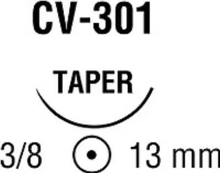 Covidien - Ti-Cron - 88863280-21 - Nonabsorbable Suture With Needle Ti-cron Polyester Cv-301 3/8 Circle Taper Point Needle Size 5 - 0 Braided
