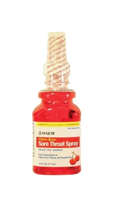 Major Pharmaceuticals - 255170 - Sore Throat Spray, Cherry, 177mL, Compare to Chloraseptic, NDC# 00904-6305-21