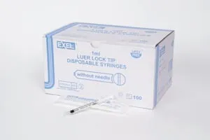 Exel - 26050 - Syringe Only, 1mL, Luer Lock, 100/bx, 10 bx/cs