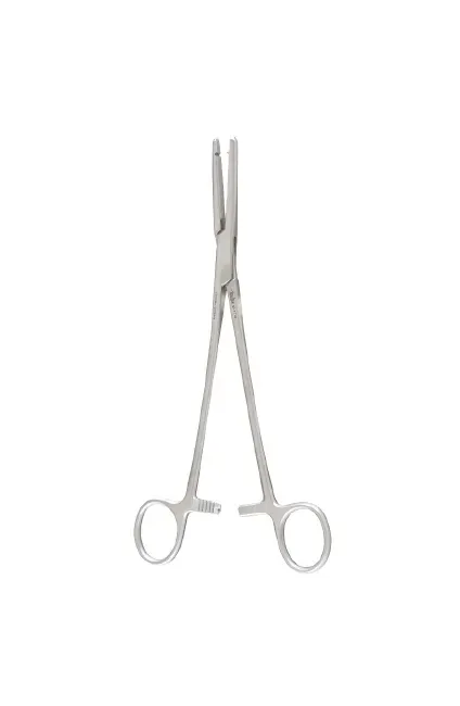 Integra Lifesciences - Miltex - 30-1718 - Hysterectomy Forceps Miltex Ballentine 8-1/2 Inch Length Or Grade German Stainless Steel Nonsterile Ratchet Lock Finger Ring Handle Straight Serrated Tip With Single Tooth