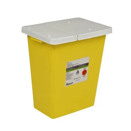 Cardinal - SharpSafety - 8931 - Chemotherapy Waste Container SharpSafety Yellow Base 18-3/4 H X 12-3/4 D X 18-1/4 W Inch Vertical Entry 12 Gallon