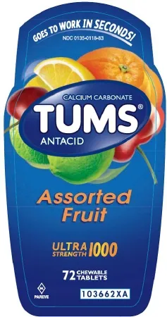 Glaxo Consumer Products - Tums Ultra Strength - 00135011883 - Antacid Tums Ultra Strength 1000 mg Strength Chewable Tablet 72 per Bottle