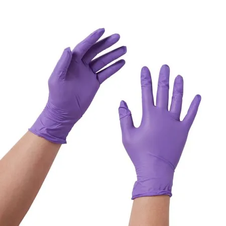 O & M Halyard - Purple Nitrile - 55080 - O&M Halyard  Exam Glove  X Small NonSterile Nitrile Standard Cuff Length Textured Fingertips Purple Chemo Tested