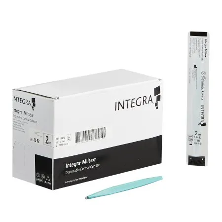 Integra Lifesciences - Miltex - 33-52 -  Dermal Curette  5 1/2 Inch Length Flat Handle 2 mm Tip Round Loop Tip