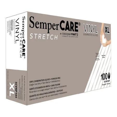 Sempermed USA - SemperCare Vinyl - SCVNP105 - Exam Glove Sempercare Vinyl X-large Nonsterile Stretch Vinyl Standard Cuff Length Smooth Ivory Not Rated