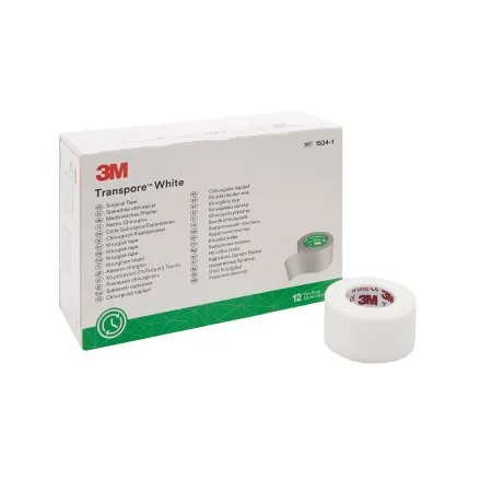 3M - 1534-1 - Transpore White Medical Tape Transpore White White 1 Inch X 10 Yard Plastic NonSterile