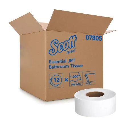 Kimberly Clark - 07805 - Scott Essential JRT Toilet Tissue Scott Essential JRT White 2 Ply Jumbo Size Cored Roll Continuous Sheet 3 11/20 Inch X 1000 Foot