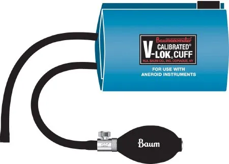 W.A. Baum - Calibrated V-Lok - 1825AC - Reusable Blood Pressure Cuff And Bulb Calibrated V-lok 33 To 47 Cm Arm Polyester Fabric Cuff Large Adult Cuff