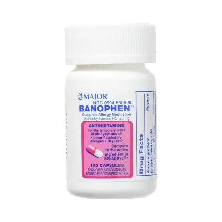 Major Pharmaceuticals - Banophen - 904530660 - Allergy Relief Banophen 25 mg Strength Capsule 100 per Bottle