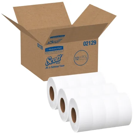 Kimberly Clark - Scott JRT Jr. - 02129 - Toilet Tissue Scott JRT Jr. White 2-Ply Jumbo Size Cored Roll Continuous Sheet 3-11/20 Inch X 1000 Foot