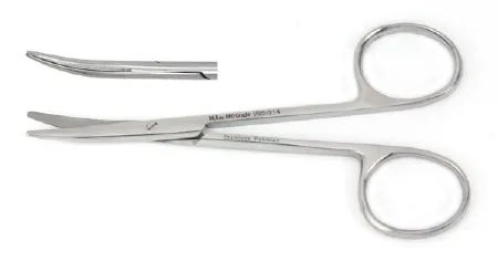 Integra Lifesciences - Vantage - V95-314 - Strabismus Scissors Vantage 4 Inch Length Office Grade Stainless Steel Finger Ring Handle Curved Blade Blunt Tip / Blunt Tip