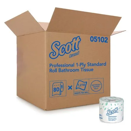 Kimberly Clark - Scott Essential - 05102 -  Toilet Tissue  White 1 Ply Standard Size Cored Roll 1210 Sheets 4 X 4 1/10 Inch