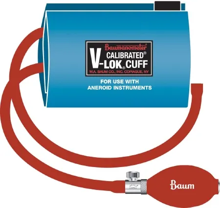 W.A. Baum - Calibrated V-Lok - 1820ACNL - Reusable Blood Pressure Cuff And Bulb Calibrated V-lok 25 To 35 Cm Arm Polyester Fabric Cuff Adult Cuff