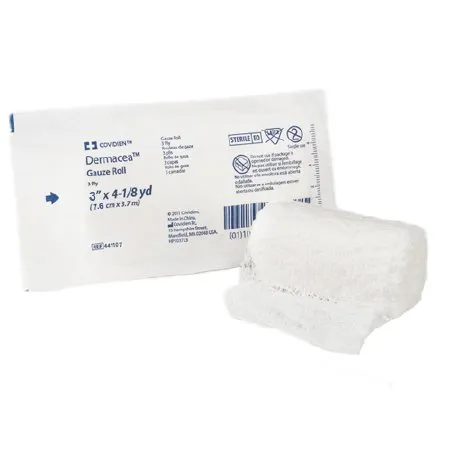 Cardinal - Dermacea - 441107 - Fluff Bandage Roll Dermacea 3 Inch X 4-1/8 Yard 1 per Pouch Sterile 3-Ply Roll Shape