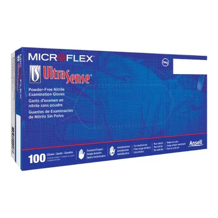 Microflex Medical - Ultrasense - US-220-S - Exam Glove Ultrasense Small NonSterile Nitrile Standard Cuff Length Textured Fingertips Blue Not Rated