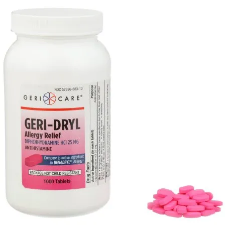 Geri-Care - 681-10-GCP - Allergy Relief Geri-Care 25 mg Strength Tablet 1 000 per Bottle