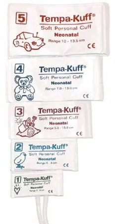 Welch Allyn - Tempa-Kuff - 39143 - Single Patient Use Blood Pressure Cuff Tempa-kuff 7 To 13 Cm Arm Cloth Fabric Cuff Neonatal 4 Cuff