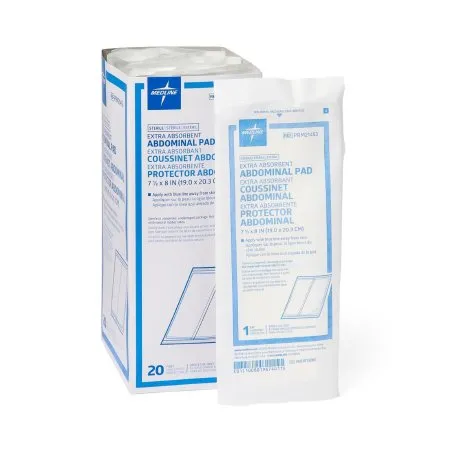 Medline - Caring - PRM21453 -  Abdominal Pad  7 1/2 X 8 Inch 20 per Pack NonSterile Rectangle