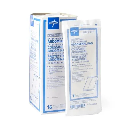 Medline - From: PRM21453 To: PRM21454 - Caring Abdominal Pad Caring 7 1/2 X 8 Inch 20 per Pack NonSterile Rectangle