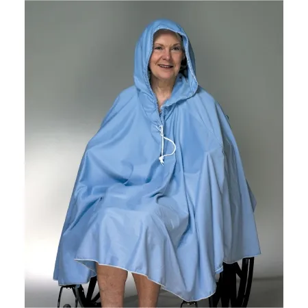 Skil-Care - 909130 - Shower Poncho Blue One Size Fits Most Over-the-Head Drawstring Closure Unisex