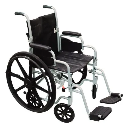 Drive Medical - drive Poly-Fly - TR18 - Lightweight Transport Chair drive Poly-Fly Aluminum Frame with Silver Finish 250 lbs. Weight Capacity Fixed Height / Padded Arm Black Upholstery