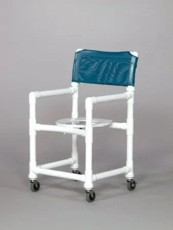 IPU - Standard - VLSC17BLUE - Shower Chair Standard Fixed Arms PVC Frame Mesh Backrest 17-1/4 Inch Seat Width 300 lbs. Weight Capacity