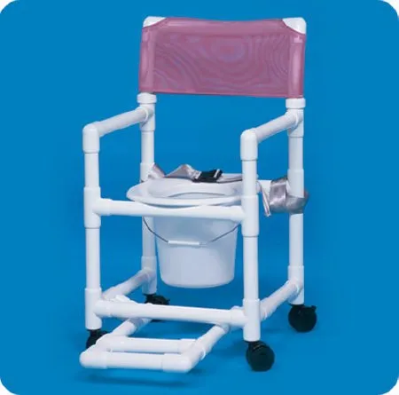 IPU - Standard - From: VLSC17PWHITE To: VLSC17WINEBERRY -  Commode / Shower Chair  Fixed Arms PVC Frame Mesh Backrest 17 1/4 Inch Seat Width 300 lbs. Weight Capacity