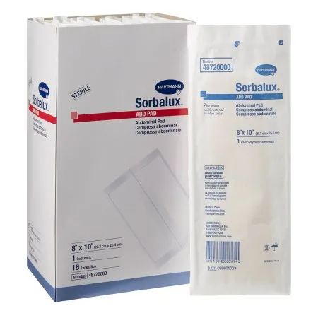 Hartmann - Sorbalux ABD - 48720000 -  Abdominal Pad  8 X 10 Inch 1 per Pouch Sterile 1 Ply Rectangle